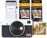 Kodak Mini Shot 2 Retro | 68-Sheet Bundle | Portable Wireless Instant Camera & Photo Printer, Compatible with iOS & Android and Bluetooth Devices, Real Photo (2.1x3.4) 4Pass Technology - White