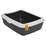 Foodie Puppies Rectangle Cat Litter Tray (56 x 46 x 17 cm) with Rim, Reduces Odor, Perfect Starter for Toilet Training Your Kitten and Puppies (Large, Grey)