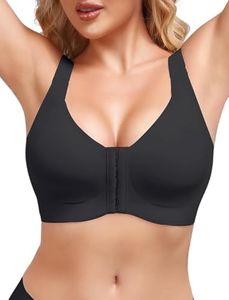 KeepMyself Wireless Post Surgery & Everyday Bra, Front Closure Support for Women, Compression & Comfort Design, Adjustable, Mastectomy Black XL