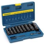 ThinkPro 11-Piece Spiral Deep Bolt Extractor Set,Impact Bolt & Lug Nut Remover kit, Nut Extractor Socket Set for Removing Stud,Broken,Stripped,Frozen,Rusted,Rounded-Off Bolts,Damaged Nuts & Screws.