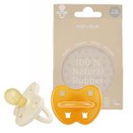 HEVEA Natural Rubber Pacifier Soother Round 3-36 Months Two-Pack - Milky White & Natural