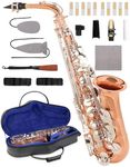 AKLOT Handcrafted E-Flat Alto Saxophone: Phosphor-Copper Body with Warm, Rich Tone, Secure Air Seal, Smooth 23-Key System, Includes Reeds, Premium Leather Case and Saxophone Cleaning Kit (CH-FTC)