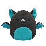 Squishmallows SQCR02386 Original 7.5-Inch Aldous Teal and Black Fruit Bat with Fuzzy Belly-Official Large Plush, Natural