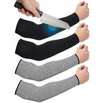 Geyoga 2 Pairs Cut Resistant Sleeves Thin Arm Protectors Arm Guard for Thin Skin and Bruising Arm Sleeves for Men Women (Black, Gray,Large)