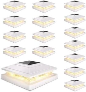 Solar Post Cap Lights Outdoor 16pack, Waterproof Fence Post Solar Lights for 4x4 5x5 6x6 Wood/Vinyl Posts, White Deck Post Lights with 2 Color Modes Decorate Garden Patio Porch Backyard