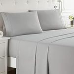 Full XL Size Bed Sheets Set Silver,