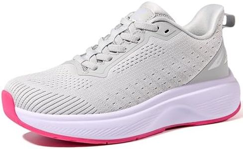 Women's Walking Shoes Slip On Comfortable Rebound Running Tennis Shoes Lightweight Breathable Non Slip Supportive Casual Athletic Fashion Sneakers, Light Grey/Purple, 6 US Women