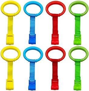 codree 8PCS 4 Colors Baby Playpen Pull up Rings- Baby Crib Pull up Rings- Baby Walking Exercises Assistant Rings- Baby Bed Stand Up Rings Baby Cot Hanging Rings for Infant Baby Toddler