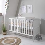 Tutti Bambini Rio Baby Cot Bed with Cot Top Changer - 2-in-1 Baby Crib & Toddler Bed, Baby Bed, Adjustable Base, Baby Cot, Birth to 6 Years, Newborn Essentials, White (140 cm x 70 cm)