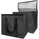 Set of 2 XL Large Premium Quality Insulated Collapsible Cooler Bag with Zipper Closure,Reusable Grocery Shopping Bag Keep Food Hot or Cold,Ideal for Uber Eats,Instacart,Restaurant Food Delivery