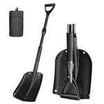 OutdoorMaster 39" Foldable Emergency Snow Shovels for Snow Removal, Shrinkable Aluminum Lightweight Portable Utility Shovels for Backcountry, Car, Garden, Camping with Carrying Bag