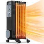 Joy Pebble Oil Filled Radiator Heater, Portable Electric Heater, 1S Rapid Heat, 3-Level Adjust, Tip-over&Overheat Protection, Portable Space Heater with 4 Wheels and Handle, 1200W Oil Heaters for Home