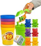 Skoolzy Counting Bears and Stacking Cups , 70 Pcs Color Sorting Toys for Toddlers 1-3 and Above, Math Learning Educational Toys, Classroom Must Haves