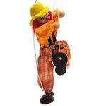 Holmeey Pull String Puppet Funny Colorful Pull String Puppet Vintage Clown Wooden Puppet Crafts Crafts Toys Joint Activity Puppet Gifts For Kids,Orange,25 cm