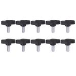 HARFINGTON 10pcs Tee Wing Knobs Thumb Screws M6 x 14mm Standard Male Thread Plastic T/Z Knobs Adjustable Handles Hand Clamping Knobs Grip Thumbscrew, Black