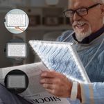 4X Magnifying Glass for Reading, 10＂x 6＂Large and Lightweight Magnifier with 50 Ultra-Bright LED Lights Provide Full-Page Viewing Area Evenly Lit Perfect for Low Vision Person and Seniors