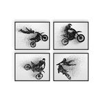 Motocross Dirt Bike Wall Decor Art Prints - Silhouette Set of 4 (8x10) Poster Photos - Bedroom, Man Cave