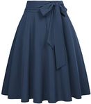 50s Women Elegant Tea Party Knee-Length Wiggle Skirts with Front Tie Dark Blue(561-12) Medium