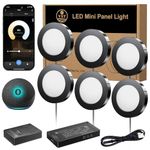 VST Smart Under Cabinet Lighting Work with Alexa Google Assistant App Remote Control, Recessed or Surface Mount 12V 2W/pc Puck Light for Kitchen Under Counter, Display Case, 6 Pack 3000K~6000K.