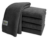 SOFTSPUN Microfiber Cloth - 5 pcs - 40x40 cms - 340 GSM Grey- Thick Lint & Streak-Free Multipurpose Cloths - Automotive Microfibre Towels for Car Bike Cleaning Polishing Washing & Detailing