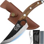 XYJ Full Tang 6 Inch Stainless Steel Boning Knife Chef Fishing Knives Carry Leather Sheath Outdoor Cooking Knives Meat Butcher Knife for Camping Kitchen or Outdoor BBQ