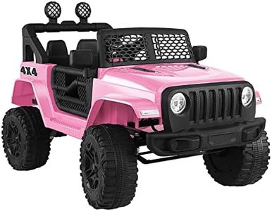 MAZAM Kids Ride On Car with Remote Control, Kids Ride On Toys W Grille Window, Safety Belt, Door Safety Lock, Headlights Taillights, Battery Indicator, Built in Songs, Pink