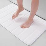 smiry Memory Foam Bath Mat, 40 x 60 cm, Extra Soft Non-Slip Bathroom Mat, Super Absorbent Bath Mats for Bathroom Floor, Machine-Washable Dry Bath Rug Foot Mat, White
