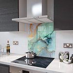 Glass Splashbacks Liquid Aquamarine - by Premier Range in 75cm Wide x 100cm High