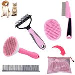 Dog Grooming Brush Shedding Kit - Dog Brush for Long Haired Dogs Short Haired Dogs, Dematting Comb for Dogs, Cat Hair Brush, Shedding and Flea Comb Kit