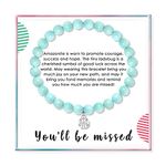 SOLINFOR Coworker Leaving Gifts, Retirement Gifts for Women - Amazonite Beads Farewell Bracelet - Moving Away Goodbye Going Away New Job Good Luck Jewelry Gift Idea for Friends Boss, 7 inch, Amazonite