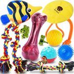 KIPRITII Tough and Long-Lasting Dog Toys for 45-90lbs Dogs-12 Pack Various Dog Toys for Boredom with Tough Ropes, Cute Squeaky Toys and Dog Treat Balls for Medium, Large Dogs