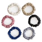 SILVR BEAR Luxury Satin Scrunchies SAME 6 COLORS AS PIC, Anti-Hair-Breakage, Hair Ties, Scrunchies Set for Girls, Women, Best gift for Sister, Friend, Mom (Classic Skinny)