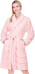 PAVILIA Pink Womens Robes Lightweight Plus Size, Knee Length Plush Fluffy Shower Bathrobe for College Dorm Ladies, Soft Fuzzy Cozy with Pockets, 2XL/3XL
