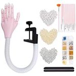 Deciniee Practice Hand for Acrylic Nails,300 Pcs Nail Tips Flexible Training Hand Professional Nail Art Hand Tools with Painted Pen Rhinestone Decoration Adjustable Finger Nails for DIY Manicure