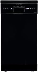 Cookology CFSD4510 Slimline Freestanding Dishwasher in Black - 45cm Width - Compact Design - 10 Place Settings - 6 Wash Cycles - LED Control Panel - 8 Hour Delay Timer - Ideal for Small Families