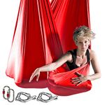 PRIORMAN Aerial Yoga Hammock 5.5 Yards Aerial Silk for Home Premium Nylon Tricot Inversion Yoga Swing with Daisy Chain,Carabiners Hardware (Red)