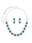 ZAVERI PEARLS Green Stones & Dazzling Austrian Diamonds Embellished Necklace & Earring Set For Women-ZPFK17197