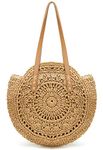 COOKOOKY Straw Beach Bag Summer Handmade Woven Shoulder Tote Bags Purse for Women, Bohemia Khaki Bag