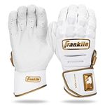 Franklin Sports MLB Batting Gloves - CFX Pro PRT Heavy Duty Protective Baseball + Softball Batting Gloves - Adult Padded Reinforced Leather Batting Gloves - Adult Medium - White + Gold