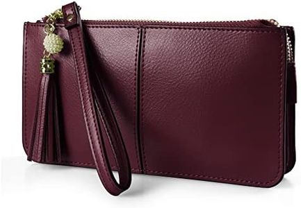 befen Genuine Leather Wristlet Clutch for Women Ultra-Slim Ladies Credit Card Holder Wallet Purses with RFID Protection (Burgundy)
