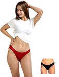 AshleyandAlvis Women Bikini | Bamboo Micro Modal | 50 wash Guarantee|Anti Bacterial|Skinny Soft Panties|5X Softer|3X Moisture Wicking|Panty for Women|Underwear (Black-RED)(Size-S)(Pack of 2)