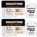 [MLC 10x High Endurance] Gigastone 32GB 2-Pack MLC Micro SD Card, 10x High Endurance 4K Video Recording, Security Cam, Dash Cam, Surveillance Compatible 95MB/s, U3 C10