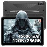 HOTWAV R7 Rugged Tablet Android 13, 15600mAh 10.1 Inch HD+ 12(6+6Virtual) GB+256GB/(2TB TF) Waterproof Tablet PC, 16MP Octa-Core IP68&IP69K/Dual SIM 4G/5G WiFi/Face ID/GPS/OTG/Widevine L1 (Gray)