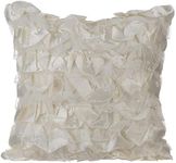 The HomeCentric Ivory Shams, Vintage Style Ruffles Shabby Chic Cushion Shams, 60x60 cm (24x24 inch) Cushion Sham, Square Satin Cushion Shams, Solid Pillow Cases, Modern - Vintage Heaven