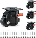 W B D WEIBIDA Leveling Casters with Adjustable Ratchet Handle Design, 360 Degree Swivel Castors with Capacity 2200 Lbs, Heavy Duty Retractable Caster for Workbench, Machine, Equipment, Set of 4, Black