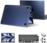 Teryeefi for 2022-2024 Released MacBook Air 13.6 inch Case M3 M2 Chip,Model:A3113/A2681,[Ultra Thin] & [High Transparence] Match Color Matte Hard Shell & Keyboard Cover & OTG Adapter, Midnight