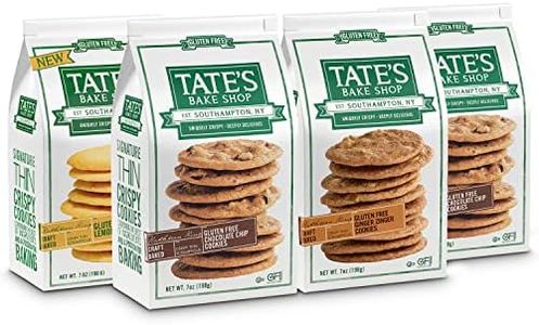Tate's Bake Shop Gluten Free Cookies Variety Pack, Lemon, Ginger Zinger and Chocolate Chip Cookies, 4-7 oz Bags