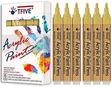 Yellow Acrylic Paint Marker Pens - 2-3mm Medium Tip, 6 Pack Permanent Yellow Water Based Paint Pen for DIY Projects, Paintings for Rock, Fabric, Wood, Leather, Metal, Ceramics, Paper, Glass, Plastic