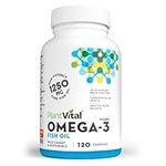 PlantVital Omega 3 Fish Oil Capsules 1250mg - 120 Softgels - EPA & DHA Fish Oil Omega 3 Supplements - Support Cognitive Health, Brain Function & Cardiovascular Health