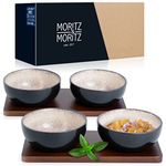 Moritz & Moritz Set of 6 Bowls with Board – 10 cm Ø - 4 dip Bowls Beige-Grey Made of Porcelain - for Snacks, Desserts, dips and sauces